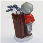 Vintage Ceramic Red Jacket Golfer with Cocktail Stirrer Golf Clubs