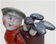 Vintage Ceramic Red Jacket Golfer with Cocktail Stirrer Golf Clubs