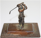 Pot Metal Box with Figural Golfer on Lid