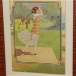 Vintage Female Golfing Vanashing Cream Advertising - Framed