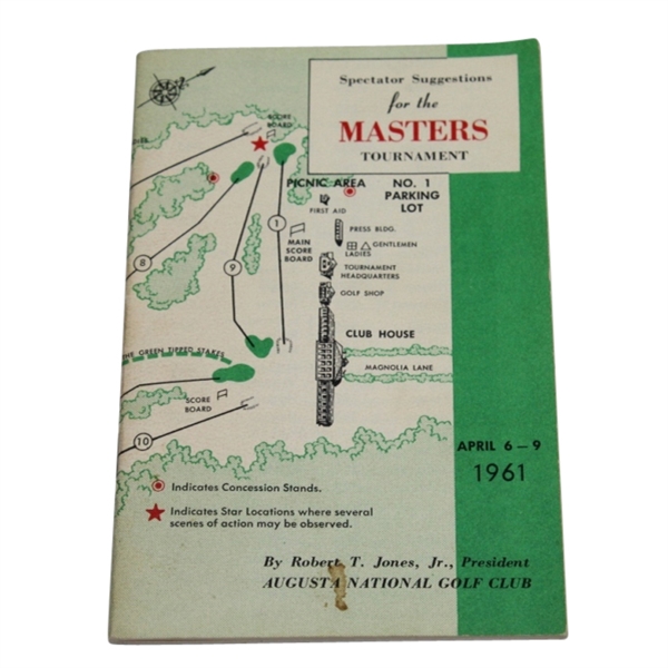 1961 Masters Tournament Spectator Guide - Gary Player Winner