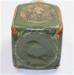 Vintage Green Leather Decanter with Four Sided Golf Depictions