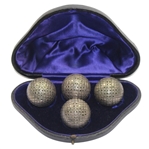 Lot of Four Vintage Turn of the Century Salt Shaker Golf Balls in Original DisplayBox