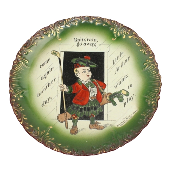 1901 Denslows Mother Goose Rain, Rain, Go Away Decorative Plate-Haynes Co. Baltimore