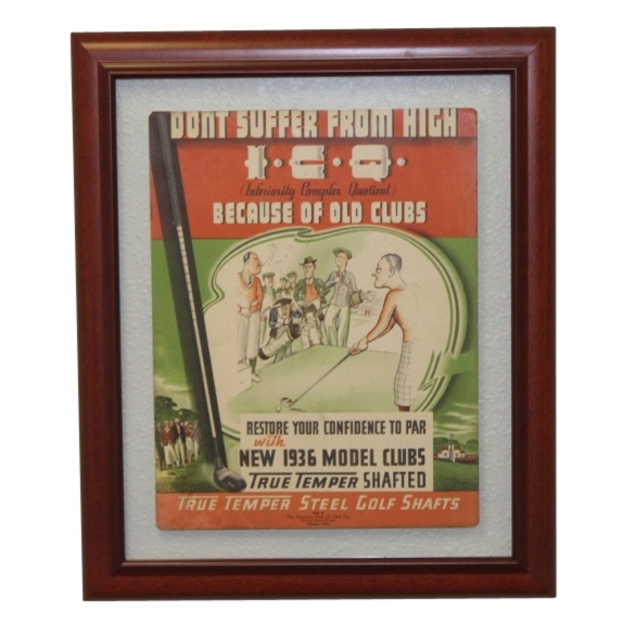  Spectacular 1936 True Temper Steel Golf Clubs Cardboard Golf Advertising - Framed