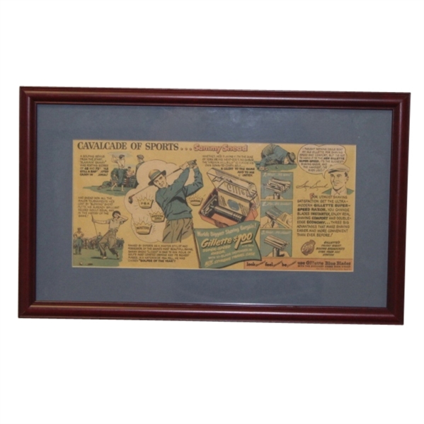 Sammy Snead Vintage Gillette Advertising Comic - Framed