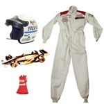 1989 Michigan 500 Pro-Am Winners Trophy, Jacket, Helmet, and Glove won by Mark Brooks