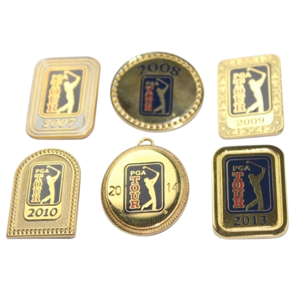 Lot of Six PGA Tour Pins 2007-10 & 2013-2014 Mark Brooks Collection