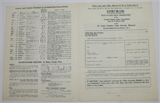 1947 US Open Championship at St. Louis CC Contestant Four Page Entry Form - Blank