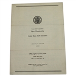 1939 US Open Championship at Philadelphia CC Contestant Entry Form - Blank