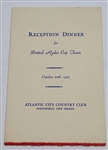 1955 Reception Dinner Menu for British Ryder Cup Team at Atlantic City CC