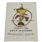 1955 Ryder Cup at Thunderbird Ranch & CC Program-Excellent to Near Mint Condition