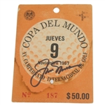 Jack Nicklaus Signed 1967 World Cup Ticket-Teams With Arnold Palmer For 13 Shot Win