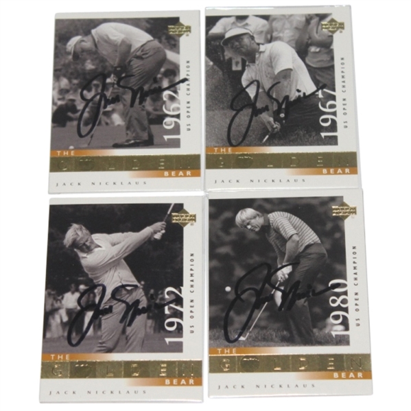 Jack Nicklaus Signed 1962, 1967, 1972, & 1980 Golden Bear Golf Cards JSA COA