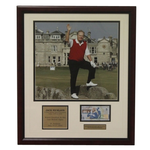 Jack Nicklaus 2005 British Open RBS 5lb Note with Photo Display - Framed