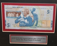 Tiger Woods 2005 British Open Flag, RBS 5lb Note, Photo, Scorecard Display - Framed