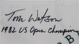 Tom Watson Signed Pebble Beach Embroidered Flag-1982 US Open Champion Inscription
