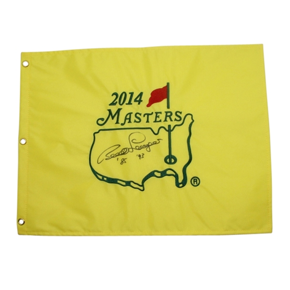 Bernhard Langer Signed 2014 Masters Embroidered Flag JSA COA