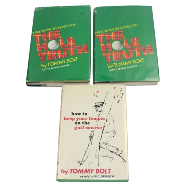 Lot of Three Tommy Bolt Signed Golf Books JSA COA