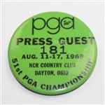 Lot of Three 1969 PGA Championship Badges - Press Guest, Grounds, and Radio-TV