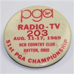 Lot of Three 1969 PGA Championship Badges - Press Guest, Grounds, and Radio-TV