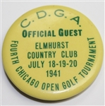 1941 Chicago Open Tournament  Guest Badge - Ben Hogans 7th of 64 Career Win!