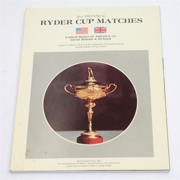 1975 Ryder Cup Matches at Laurel Valley GC Program - USA 21-11