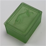 Two Piece (Box & Lid) Bobby Jones Era Golfer Depiction on Green Opaque Glass 