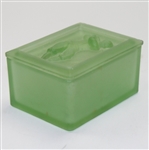 Two Piece (Box & Lid) Bobby Jones Era Golfer Depiction on Green Opaque Glass 