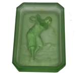 Bobby Jones Era Golfer Depiction on Green Opaque Glass Soap Dish
