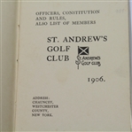 1906 St. Andrews Golf Club - Officers, Constitution and Rules, also Members List