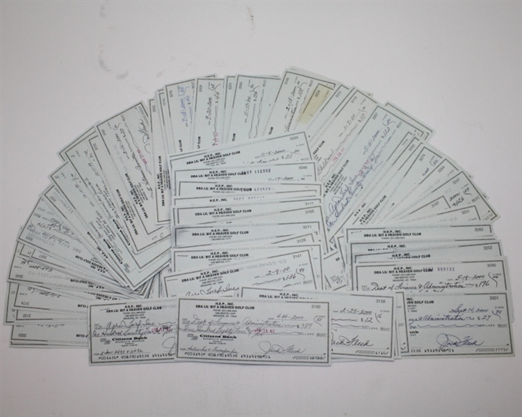 Lot of ONE HUNDRED Jack Fleck Signed Checks JSA COA