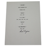 Ben Hogan Signed Career Accomplishments Page JSA COA