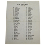 1966 Masters Par 3 Tournament Pairing Sheet