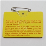 1975 Masters Tournament Badge - #5452 - Jack Nicklaus Winner