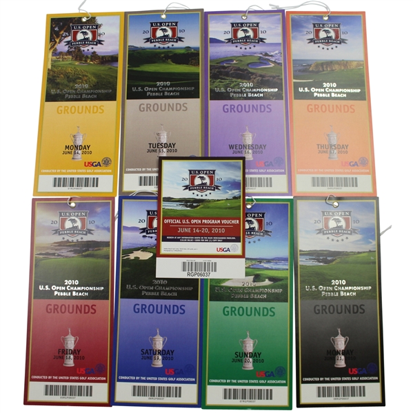 2010 US Open at Pebble Beach Full Week Mint Set Tickets - Graeme McDowell