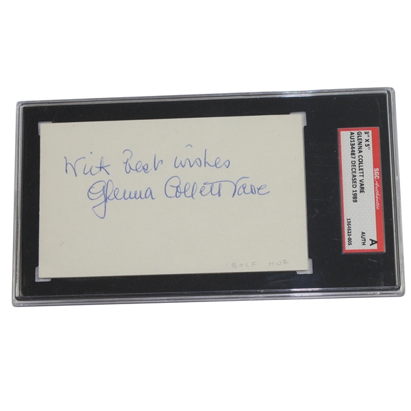 Glenna Collett Vare Signed 3x5 Slabbed Card - SGC #AU134487