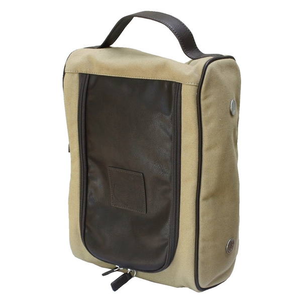Undated Khaki Augusta National Leather and Canvas Shoe Bag