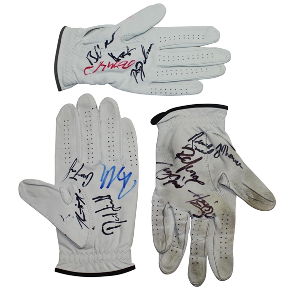 Lot of Three Signed Golf Gloves JSA COA