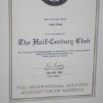  Jack Fleck's Framed 1994 PGA Lifetime Member & 1997 PGA Half Century Club Awards