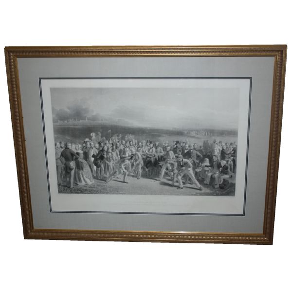 1850 The Golfers: A Grand Match Played Over the St. Andrews Links - B & W Engraved By Wagstaffe