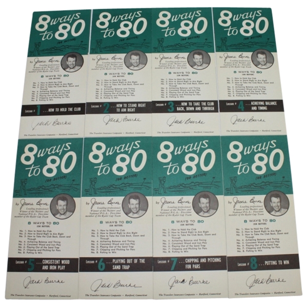 Jack Burke Signed Complete Set of 8 Ways to 80 Instruction Cards JSA COA