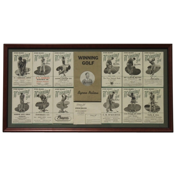 Byron Nelson  13 Signed Items Winning Golf Display - 1950s Advertising Pieces JSA COA