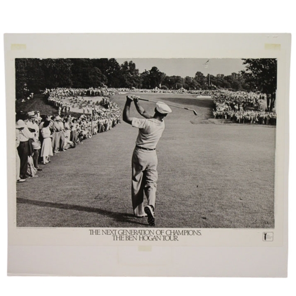 Ben Hogan Signed Famous 1950 US Open at Merion 1-Iron Shot - 34 1/2" x 30" Poster JSA ALOA