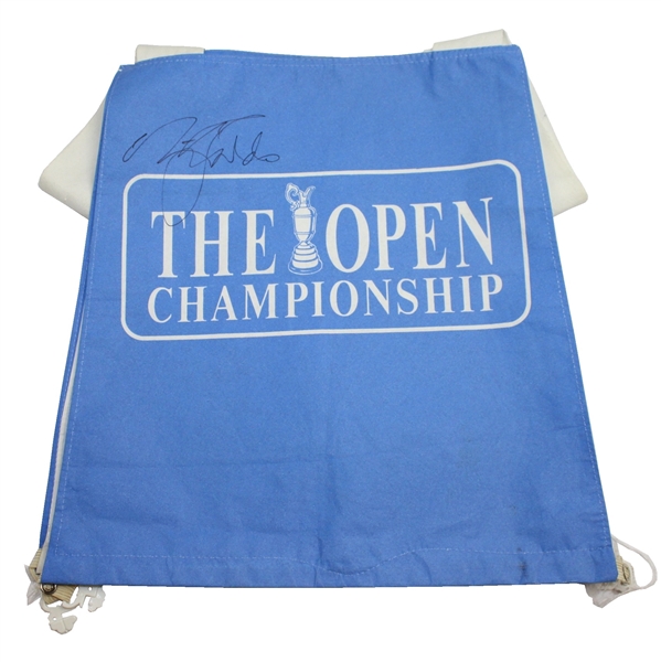 Nick Faldo Signed The Open Blue Caddy Bib JSA COA