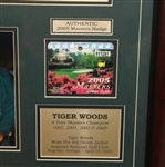 Tiger Woods 2005 Framed Masters Display - Ticket, Photo, and Flag