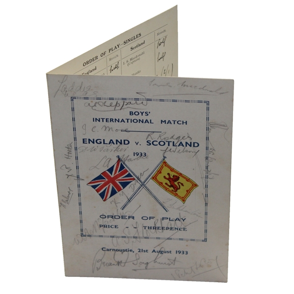 1933 England vs Scotland Boys International Match Program - Multi-Signed 