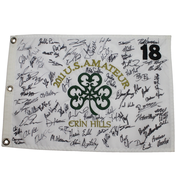 Field Signed 2011 US Amateur at Erin Hills Embroidered Flag - Including Spieth JSA COA