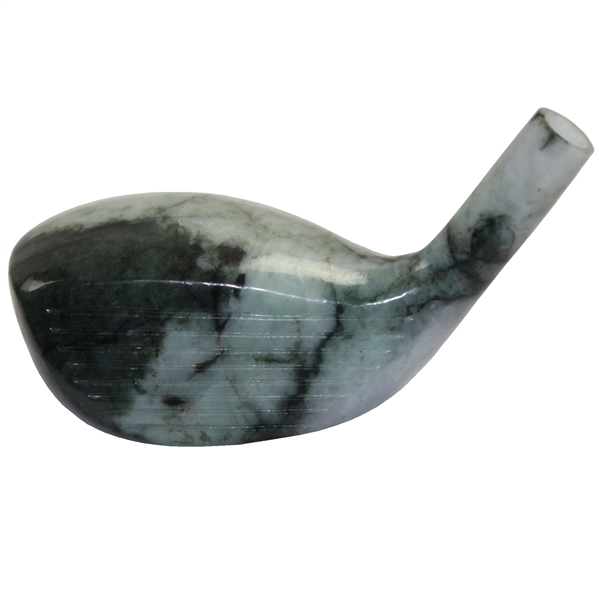 Hand Carved Golf Driver in Untreated Natural Jadeite Jade with Leather Box and GEM ID Report