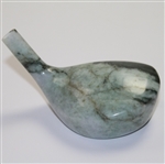 Hand Carved Golf Driver in Untreated Natural Jadeite Jade with Leather Box and GEM ID Report